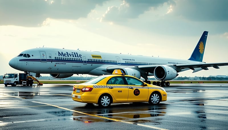 Melville Cars taxi outside a London airport